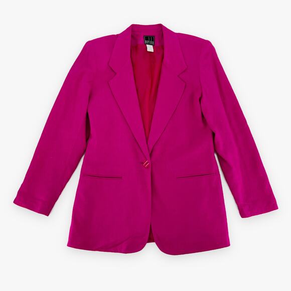 Vintage 90s Mark Alan Oversized Hot Pink Silk Blazer size 10 - Picture 4 of 11